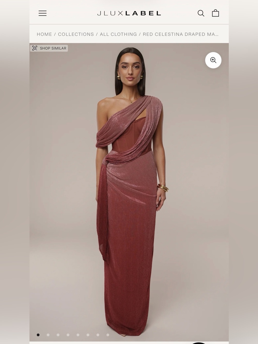 JLUXLABEL Red Celestina Draped Maxi Dress